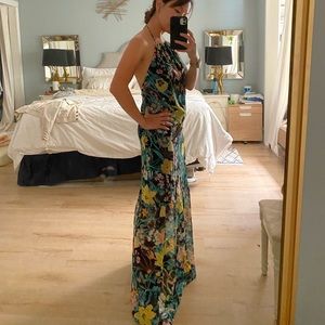 ZARA Floral floor length halter dress